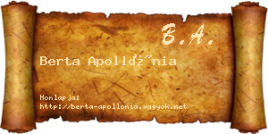 Berta Apollónia névjegykártya